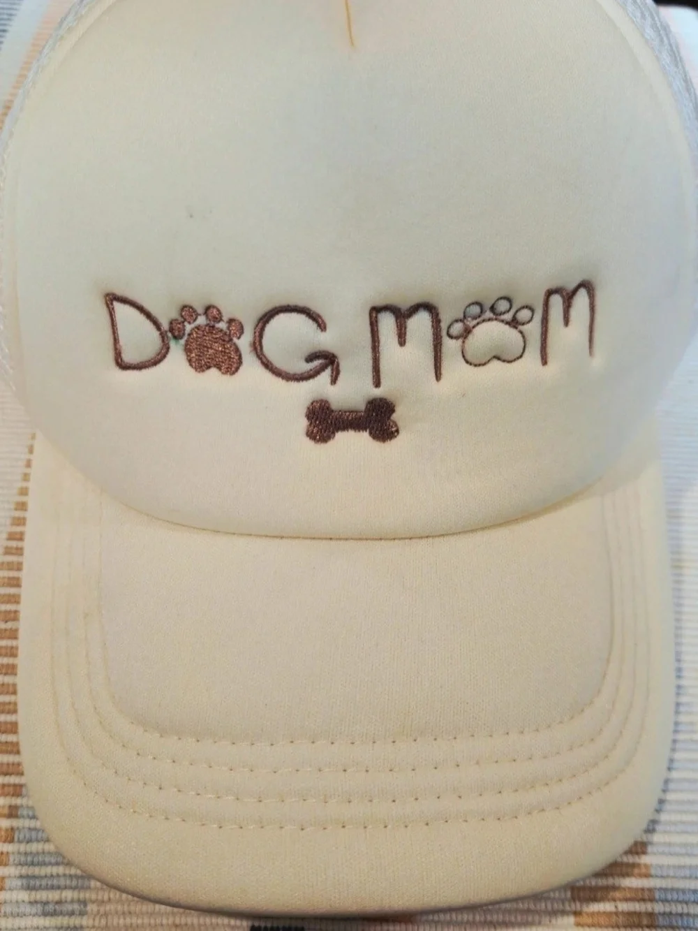 Francesca's Collections Cream Dog Mom Cap with Brown Embroidery